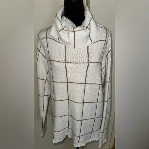SHEIN Textured Turtleneck Top Windowpane Sweater - Size L - Picture 2 of 5